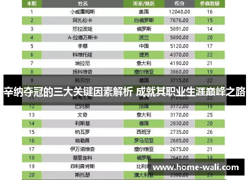 辛纳夺冠的三大关键因素解析 成就其职业生涯巅峰之路
